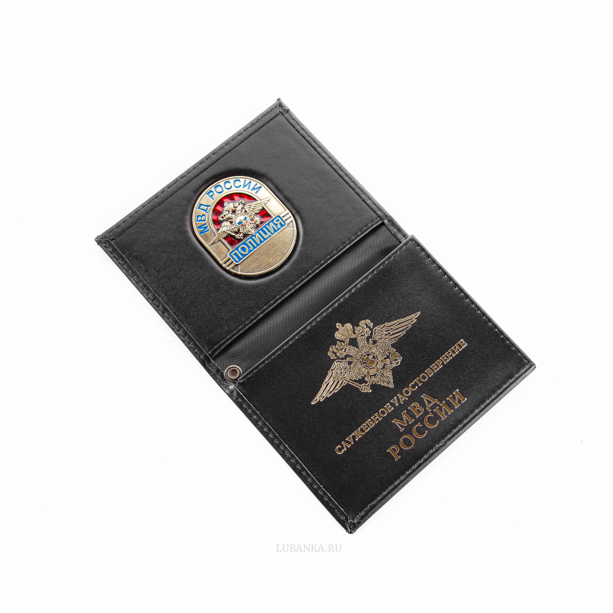 Обложка для удостоверения Полиция с жетоном чёрная